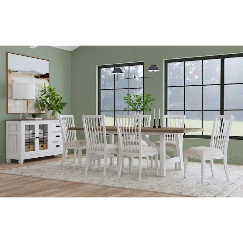 Table à manger rectangulaire Melody en bois blanc - 90 x 30 x 42