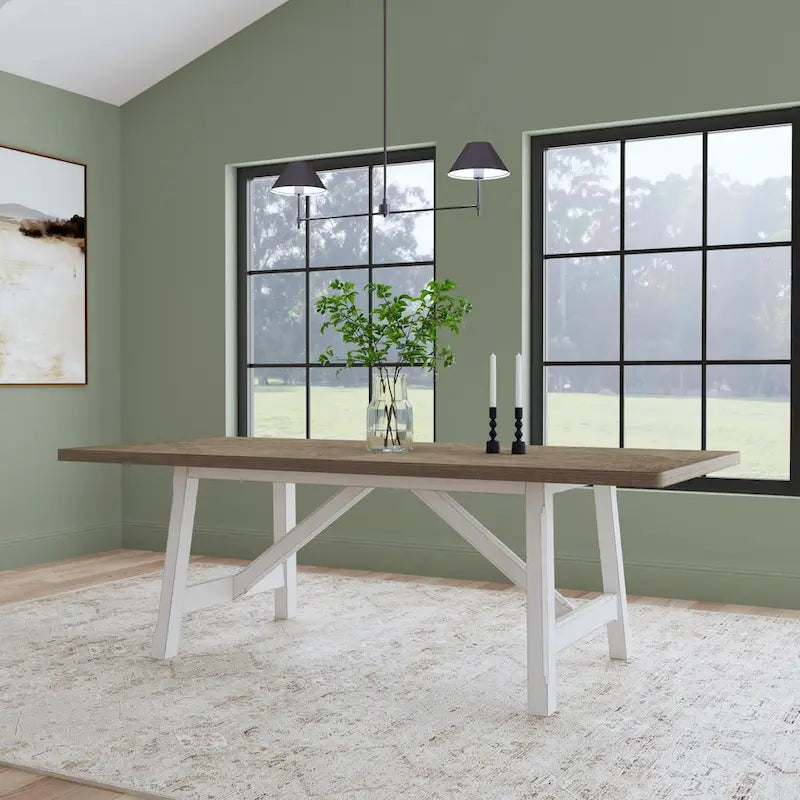 Table à manger rectangulaire Melody en bois blanc - 90 x 30 x 42