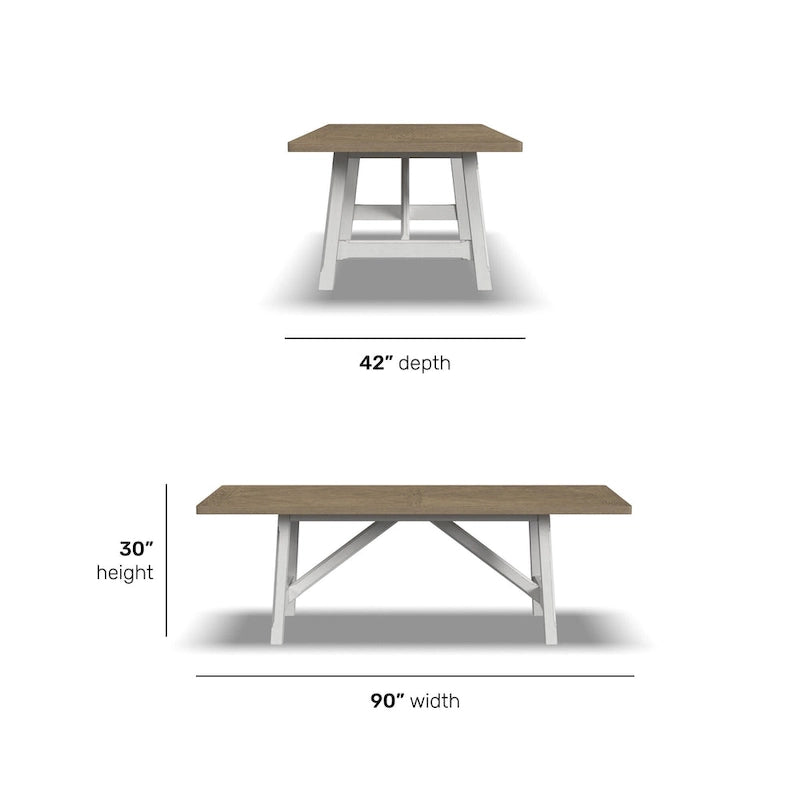 Table à manger rectangulaire Melody en bois blanc - 90 x 30 x 42