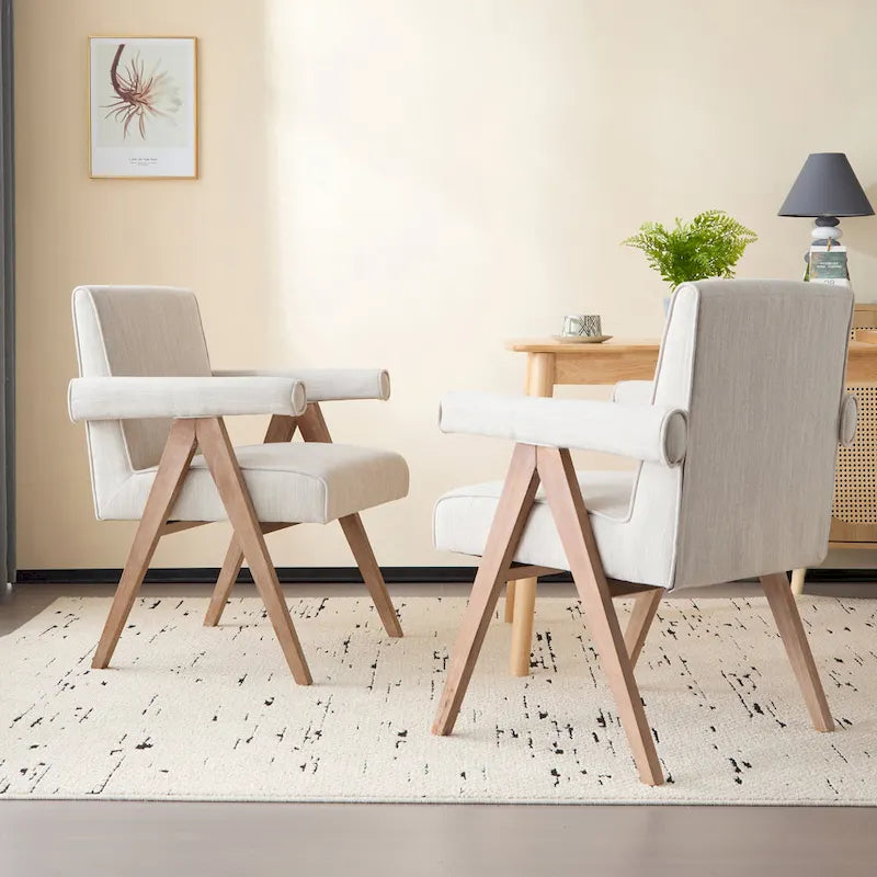 Chaises de salle à manger capitonnées avec accoudoirs (lot de 2)