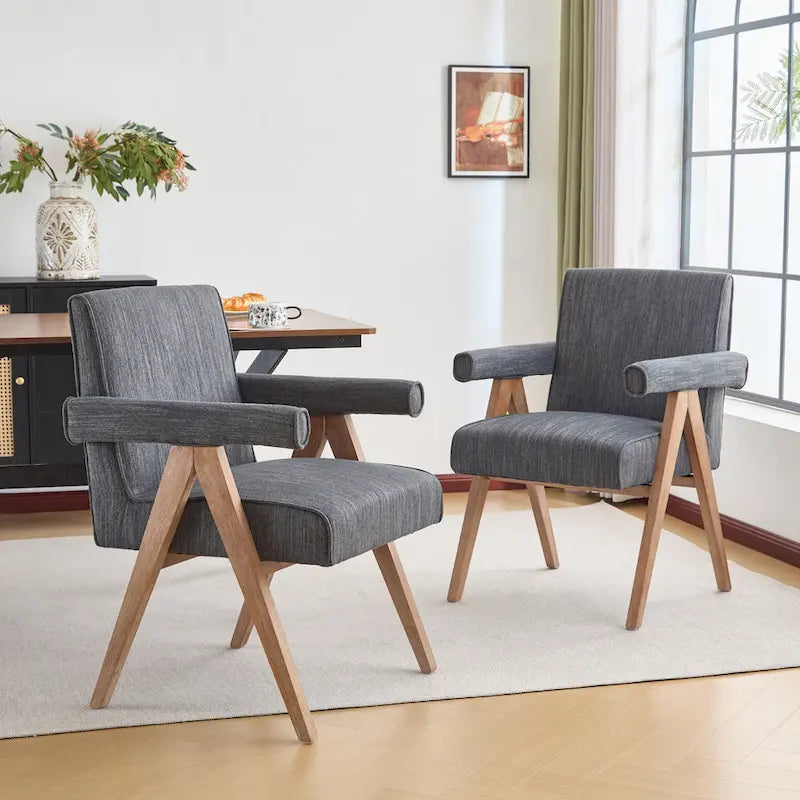 Chaises de salle à manger capitonnées avec accoudoirs (lot de 2)