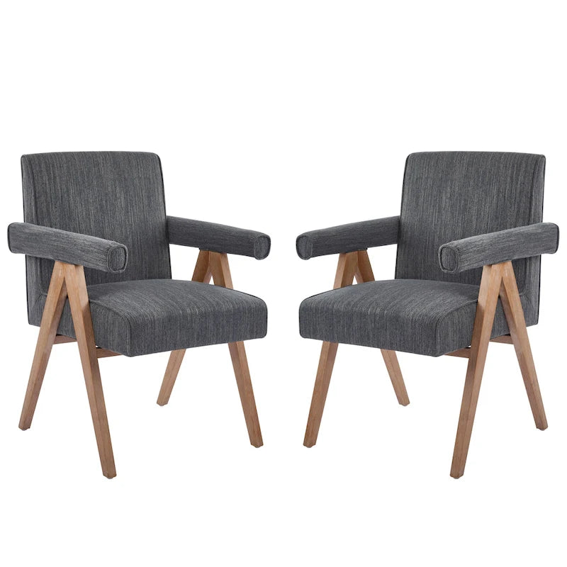 Chaises de salle à manger capitonnées avec accoudoirs (lot de 2)
