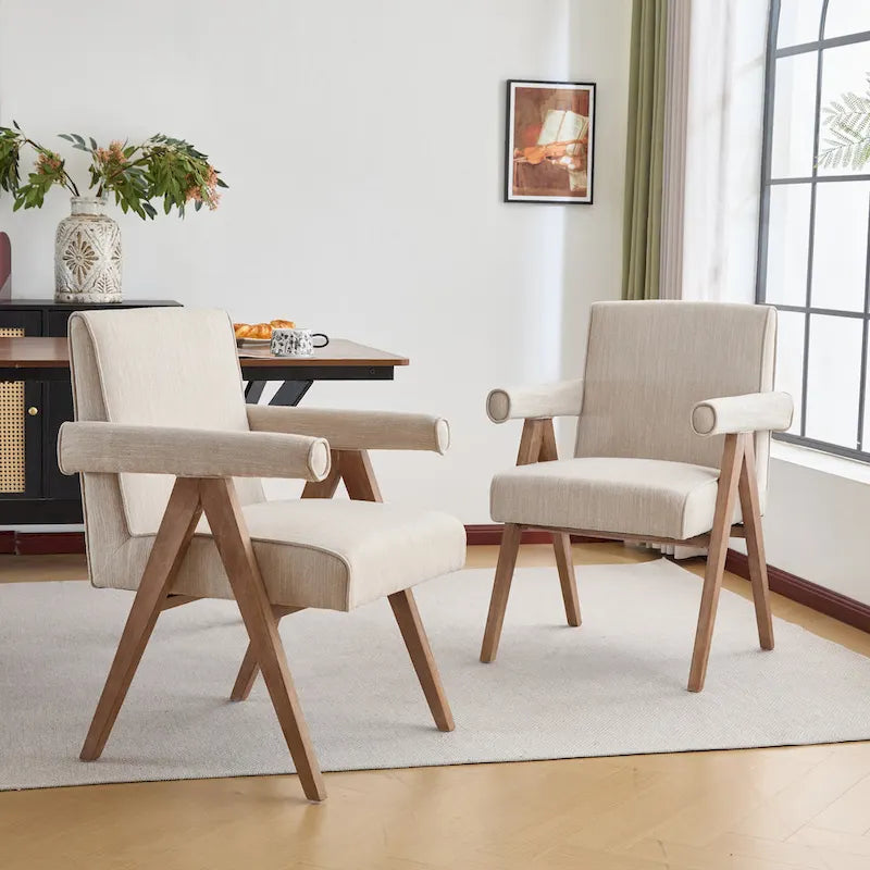 Chaises de salle à manger capitonnées avec accoudoirs (lot de 2)