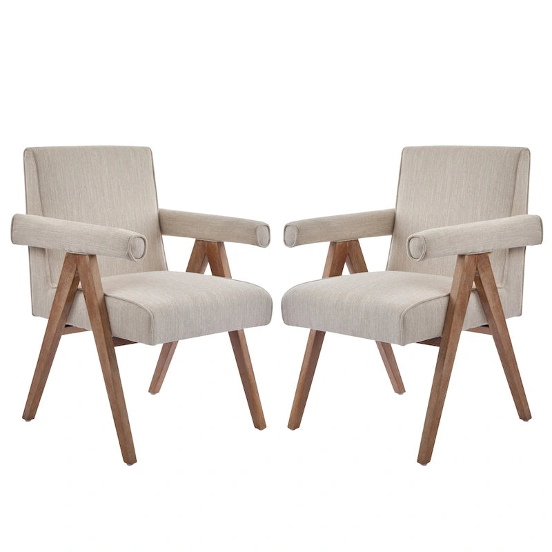 Chaises de salle à manger capitonnées avec accoudoirs (lot de 2)