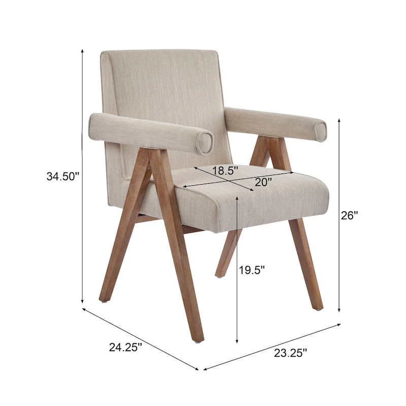 Chaises de salle à manger capitonnées avec accoudoirs (lot de 2)