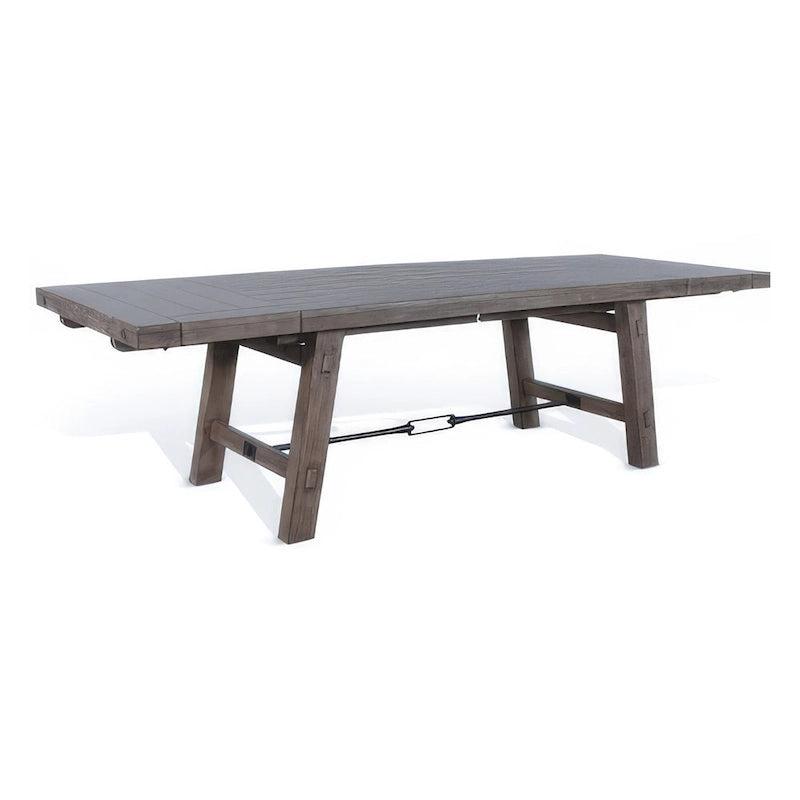 Yael Dining Table, Light Brown Mahogany Wood, Extendable 76-106 Inch