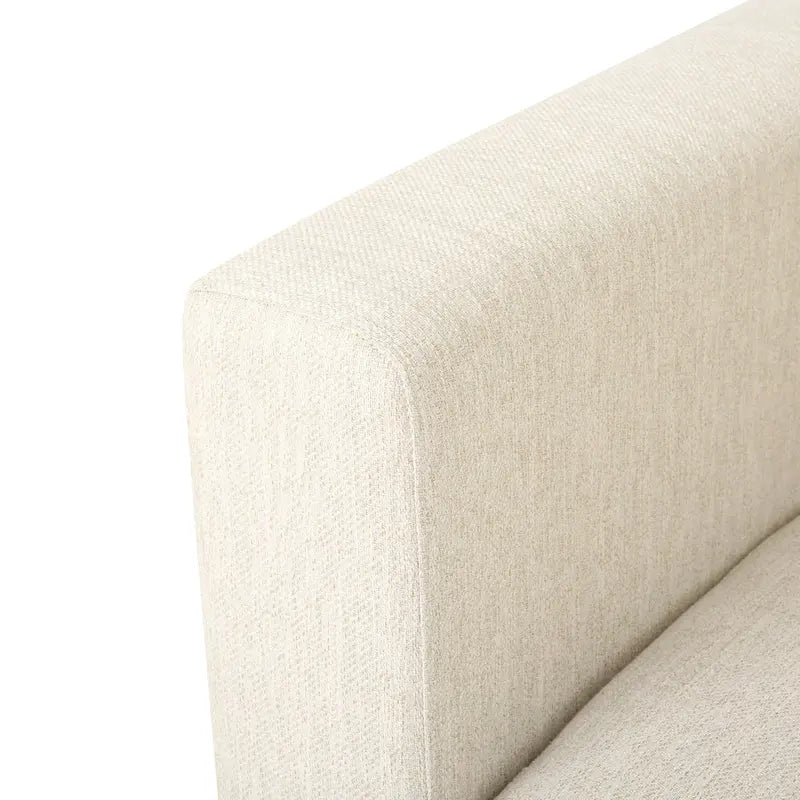 Canapé 3 places moderne beige 101 avec pieds en bois et deux oreillers pour salon