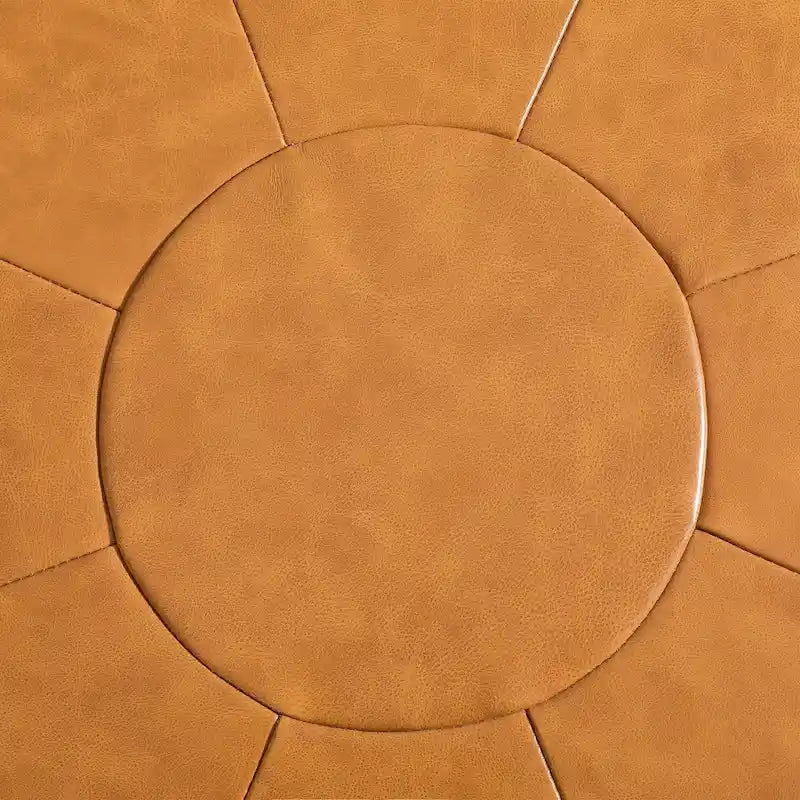 Pouf en cuir italien pleine fleur de 34,5 pouces de large