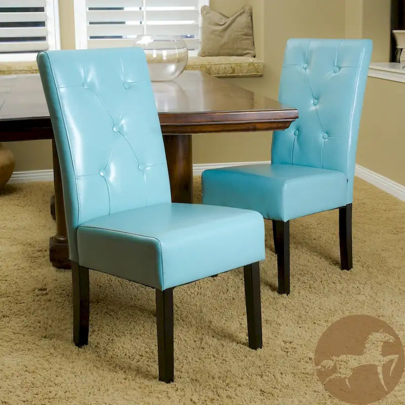Chaises de salle à manger en cuir reconstitué bleu (lot de 2)
