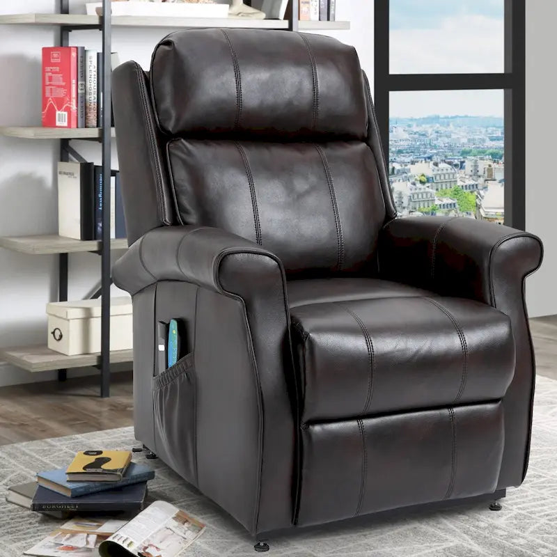 Fauteuil inclinable releveur électrique en similicuir pour personnes âgées