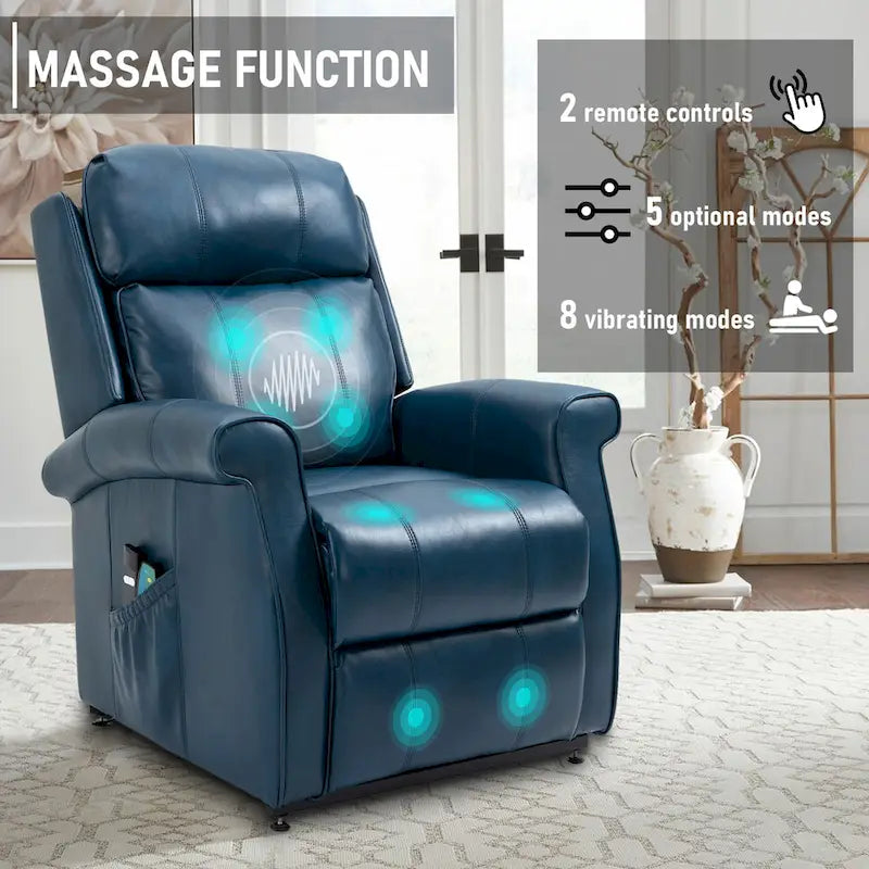 Fauteuil inclinable releveur électrique en similicuir pour personnes âgées