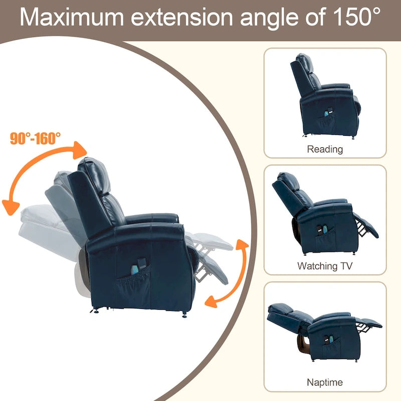 Fauteuil inclinable releveur électrique en similicuir pour personnes âgées