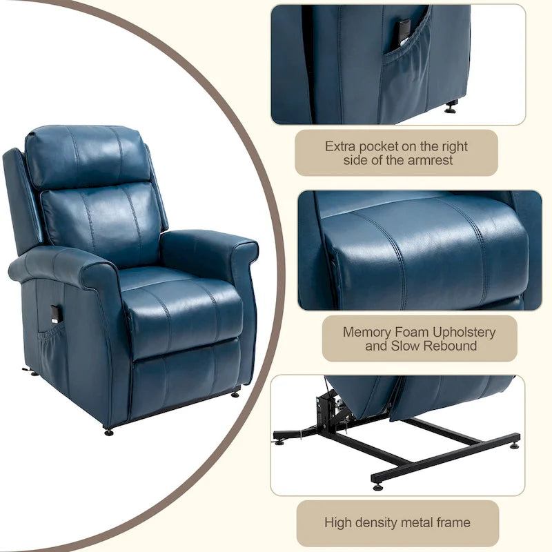 Fauteuil inclinable releveur électrique en similicuir pour personnes âgées