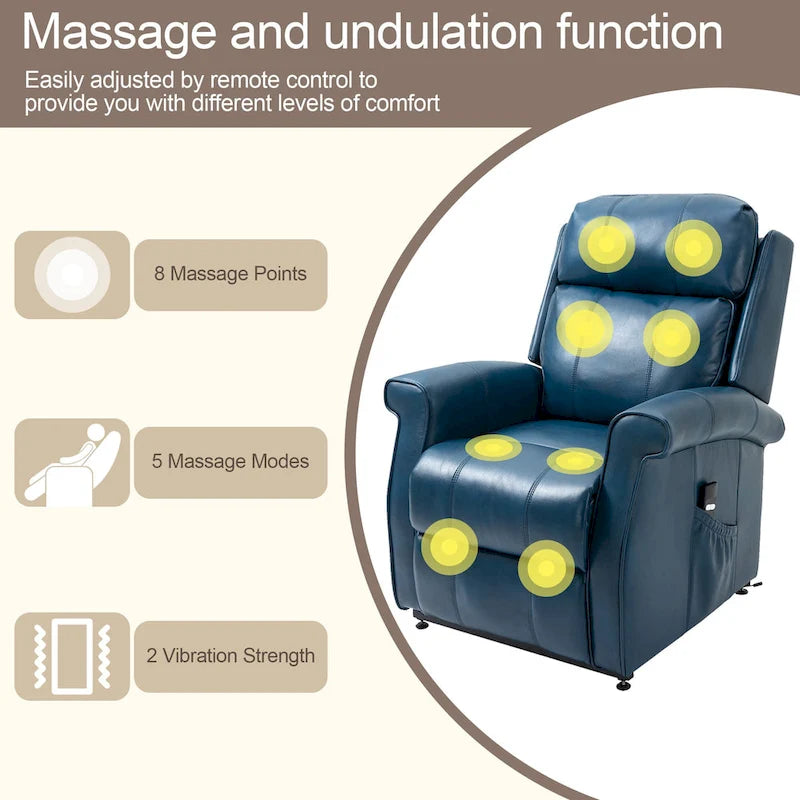 Fauteuil inclinable releveur électrique en similicuir pour personnes âgées