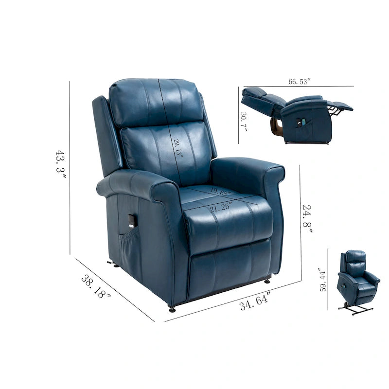 Fauteuil inclinable releveur électrique en similicuir pour personnes âgées