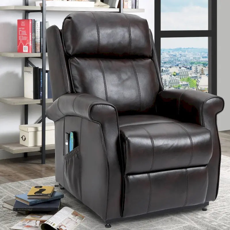 Fauteuil inclinable releveur électrique en similicuir pour personnes âgées
