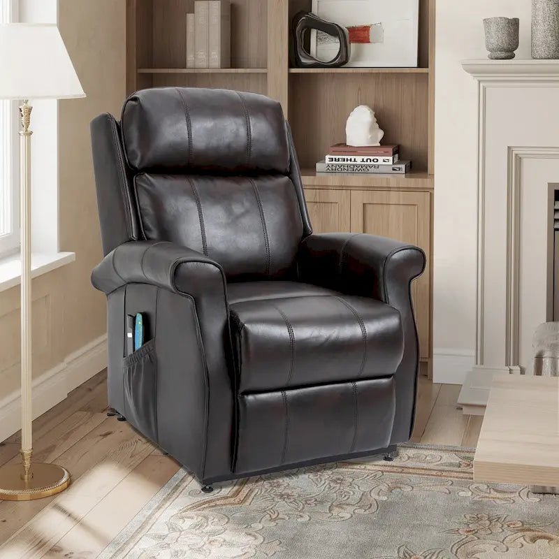 Fauteuil inclinable releveur électrique en similicuir pour personnes âgées