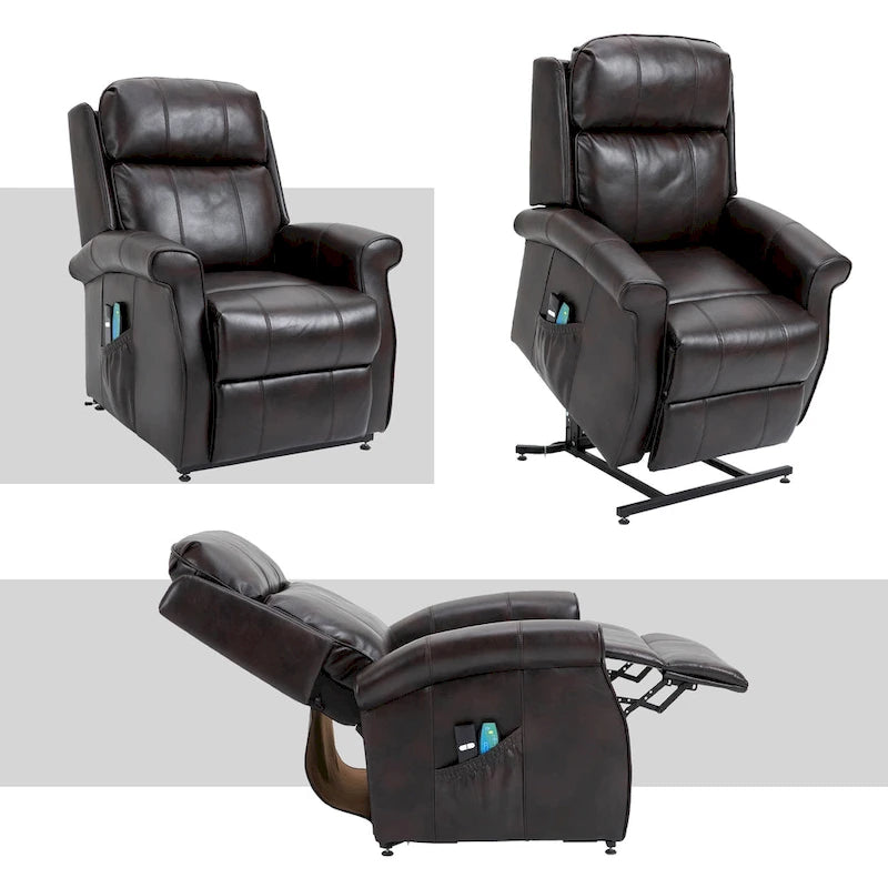 Fauteuil inclinable releveur électrique en similicuir pour personnes âgées