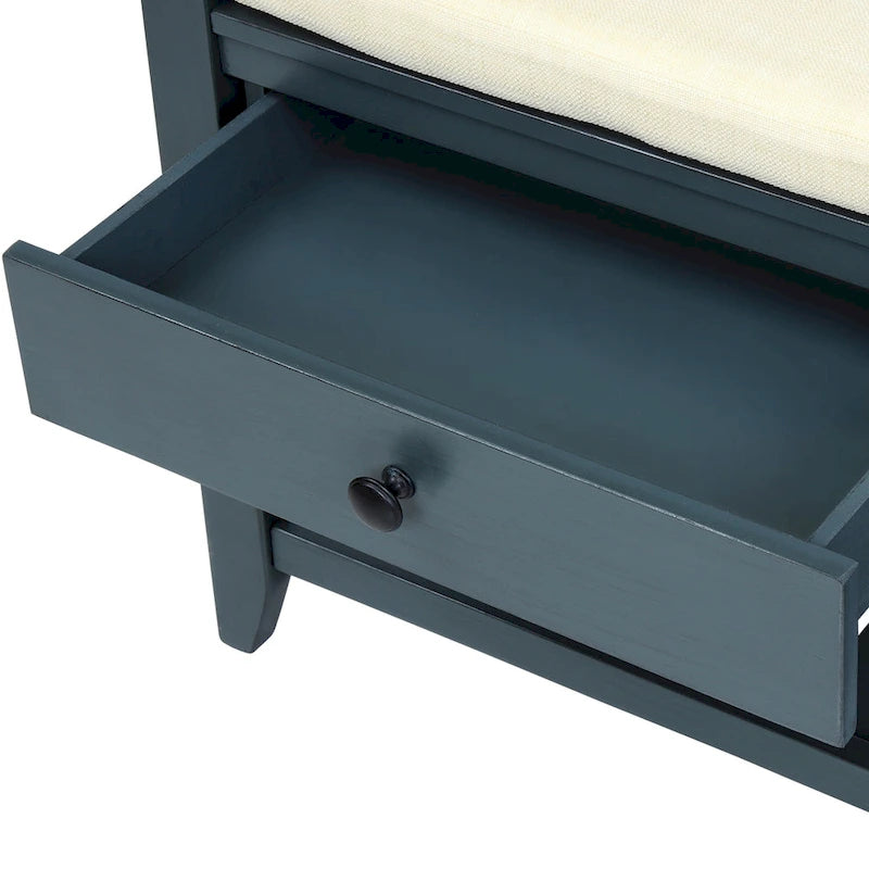 Meuble à chaussures avec assise capitonnée et tiroirs, banc de rangement multifonction pour entrée