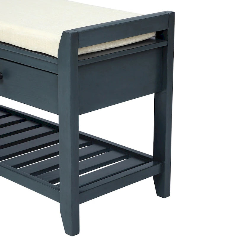 Meuble à chaussures avec assise capitonnée et tiroirs, banc de rangement multifonction pour entrée