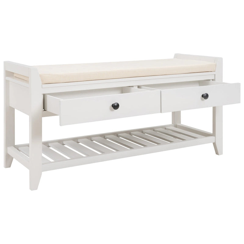 Meuble à chaussures avec assise capitonnée et tiroirs, banc de rangement multifonction pour entrée