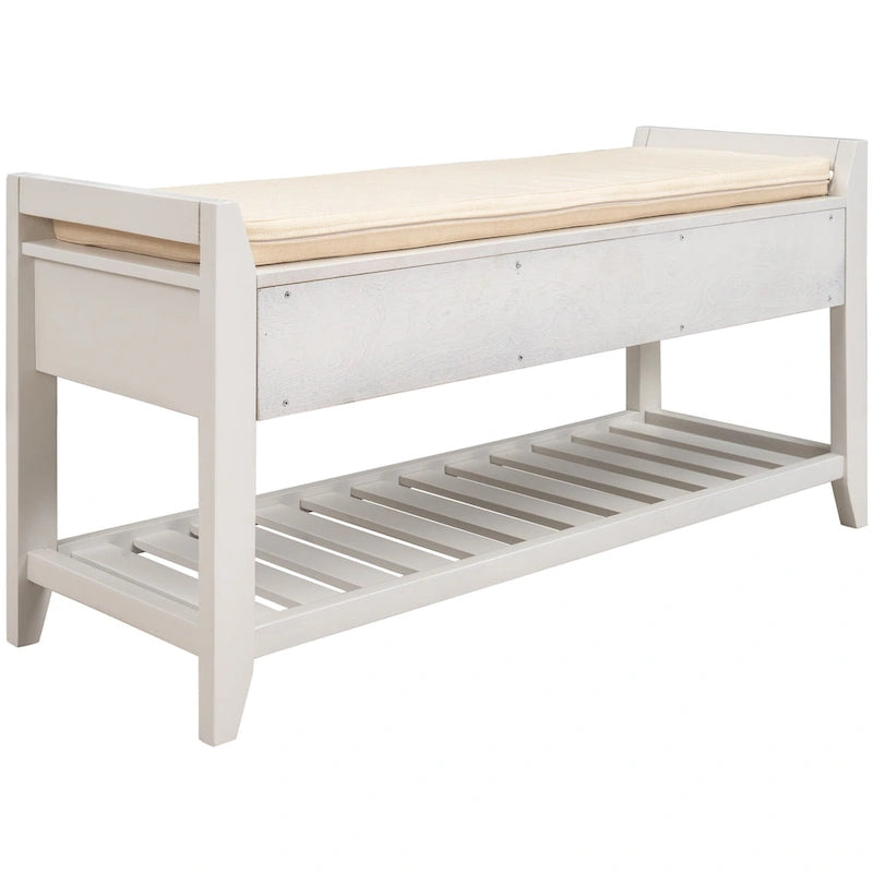 Meuble à chaussures avec assise capitonnée et tiroirs, banc de rangement multifonction pour entrée