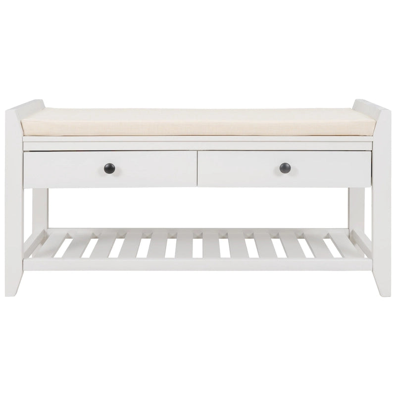 Meuble à chaussures avec assise capitonnée et tiroirs, banc de rangement multifonction pour entrée