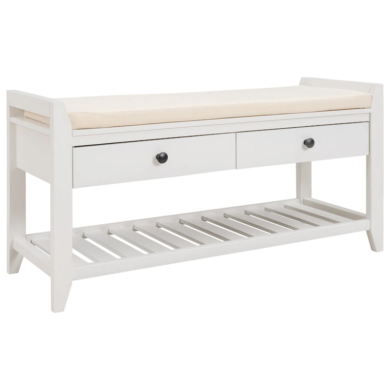 Meuble à chaussures avec assise capitonnée et tiroirs, banc de rangement multifonction pour entrée