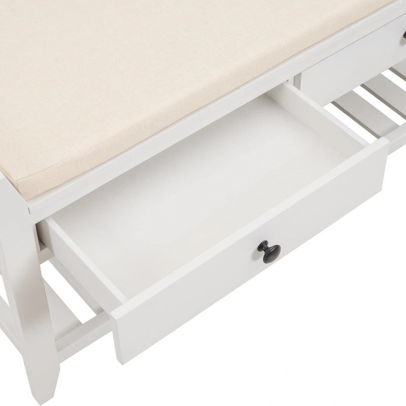Meuble à chaussures avec assise capitonnée et tiroirs, banc de rangement multifonction pour entrée