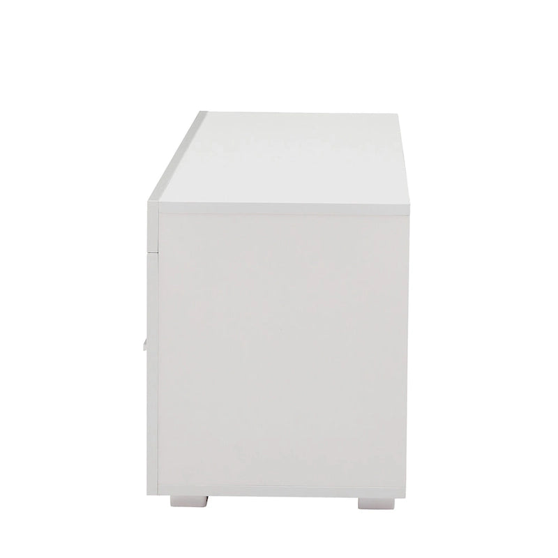 Meuble TV moderne de 130 cm avec étagères en verre et éclairage LED pour téléviseurs jusqu'à 175 cm