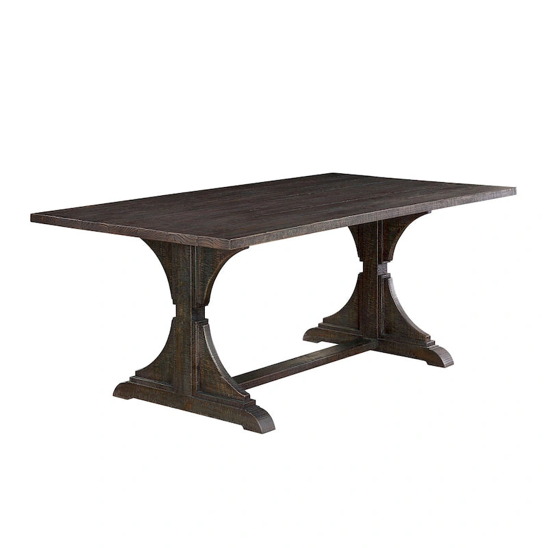 Table à manger rustique en bois massif de 76 pouces