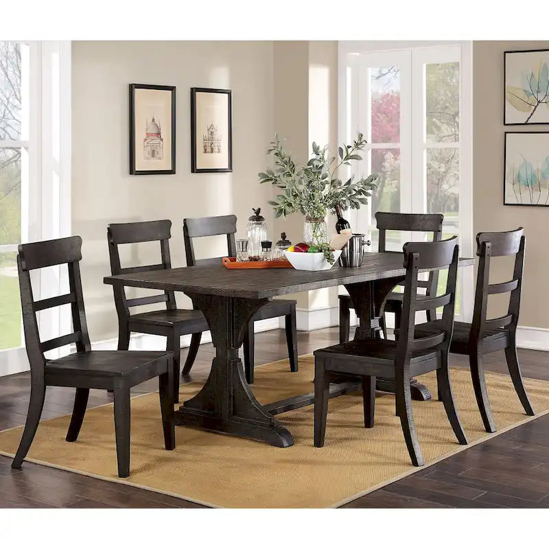 Table à manger rustique en bois massif de 76 pouces