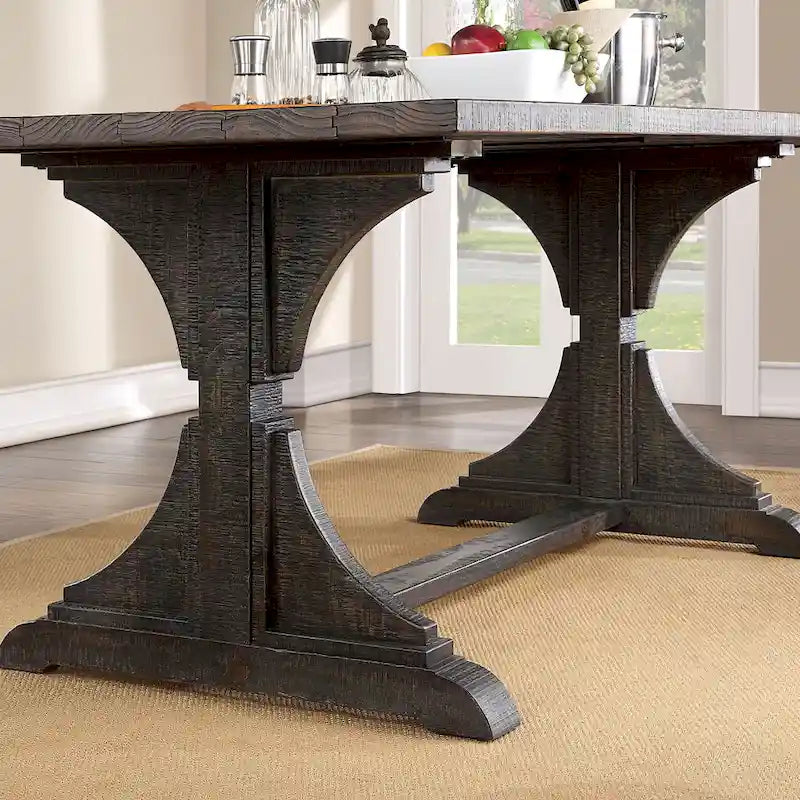 Table à manger rustique en bois massif de 76 pouces