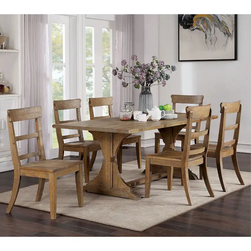 Table à manger rustique en bois massif de 76 pouces