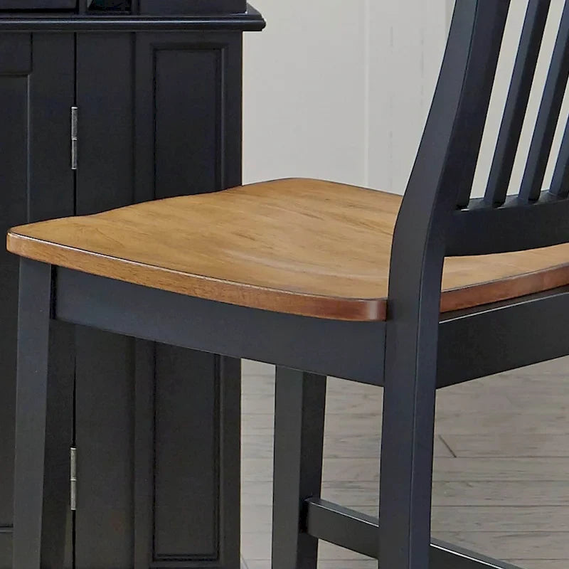 24 inch Black and Distressed Oak Bar Stool by Homestyles