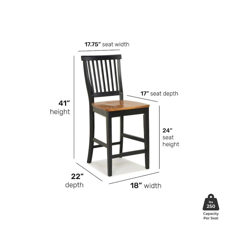 24 inch Black and Distressed Oak Bar Stool by Homestyles