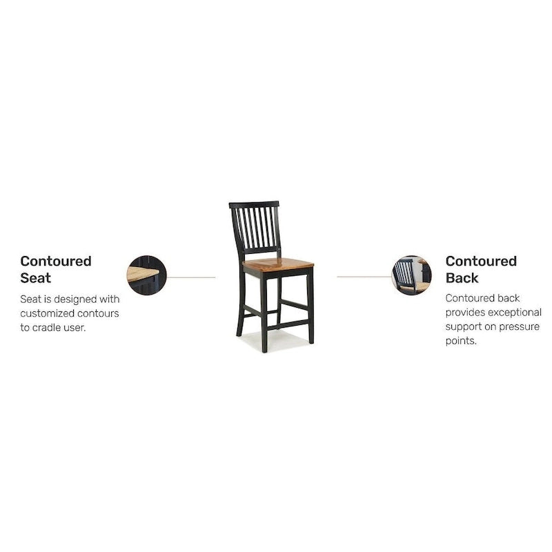 24 inch Black and Distressed Oak Bar Stool by Homestyles