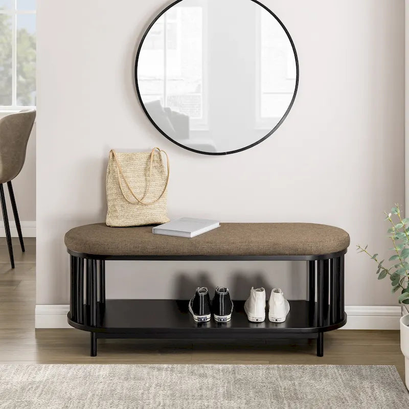 Banc de rangement rembourré (avec étagère inférieure)