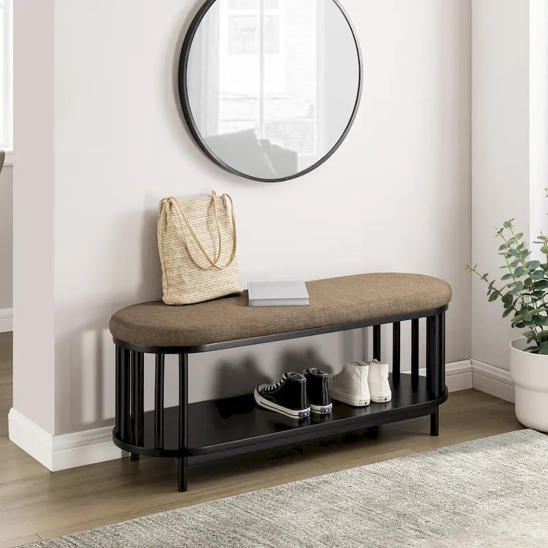 Banc de rangement rembourré (avec étagère inférieure)