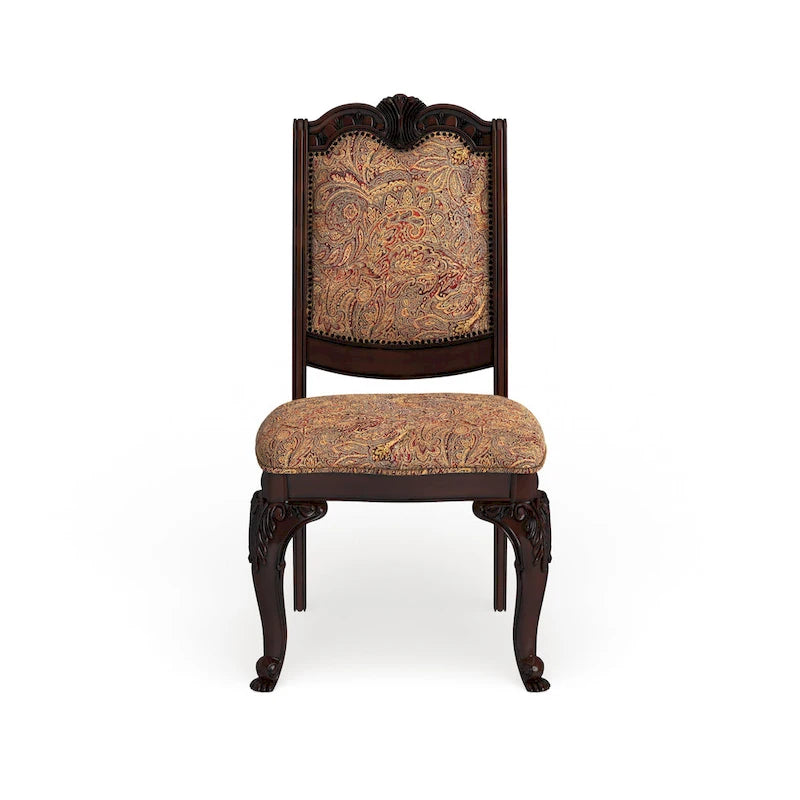 Chaises de salle à manger formelles capitonnées au fini cerisier de style traditionnel (ensemble de 2)