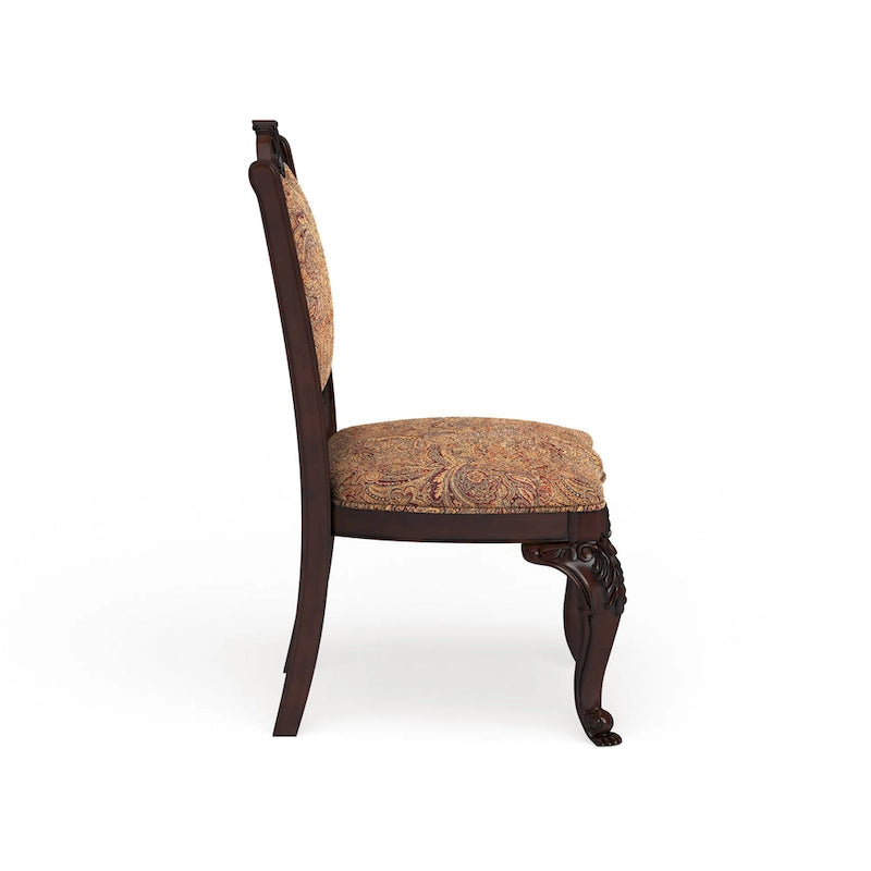 Chaises de salle à manger formelles capitonnées au fini cerisier de style traditionnel (ensemble de 2)
