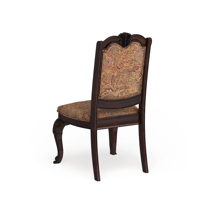 Chaises de salle à manger formelles capitonnées au fini cerisier de style traditionnel (ensemble de 2)