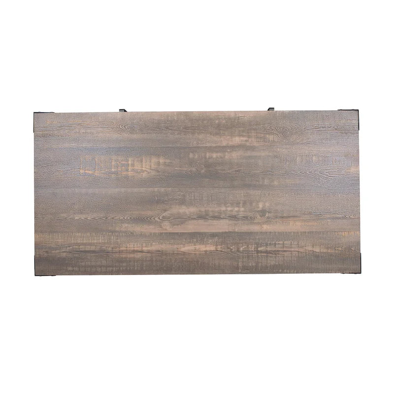 Table basse de rangement en acier de 48 pouces (noir rustique et noyer foncé)