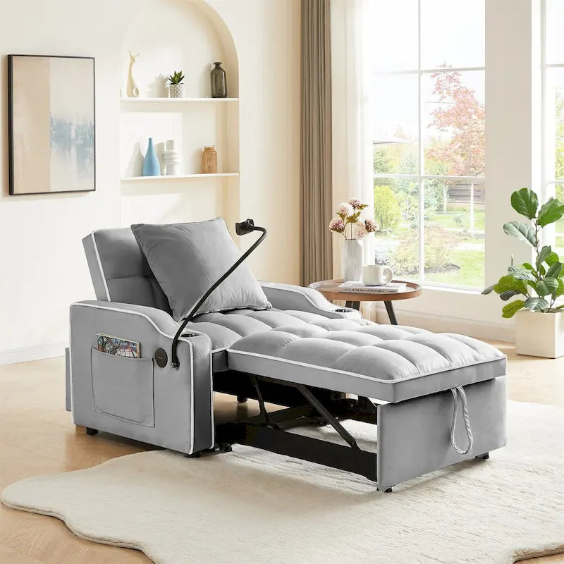 Canapé convertible avec port USB et porte-gobelets
