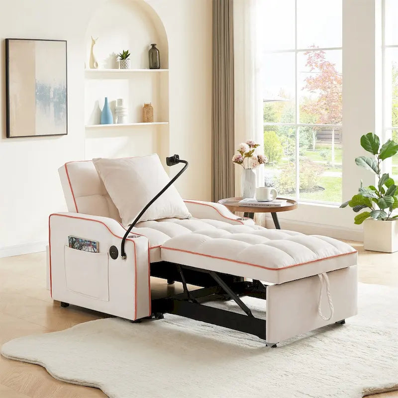 Canapé convertible avec port USB et porte-gobelets