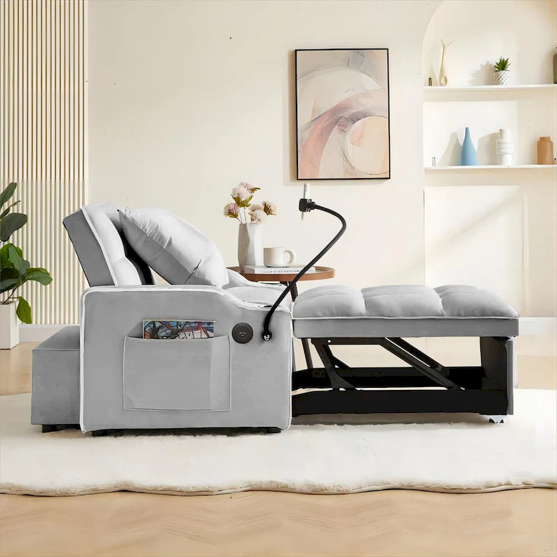 Canapé convertible avec port USB et porte-gobelets