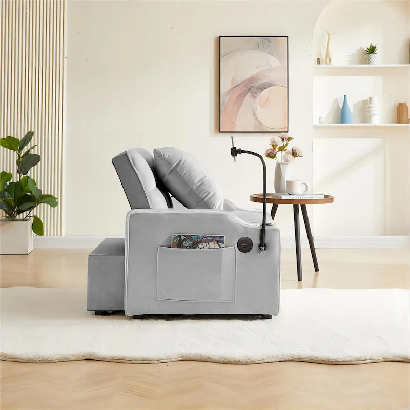 Canapé convertible avec port USB et porte-gobelets
