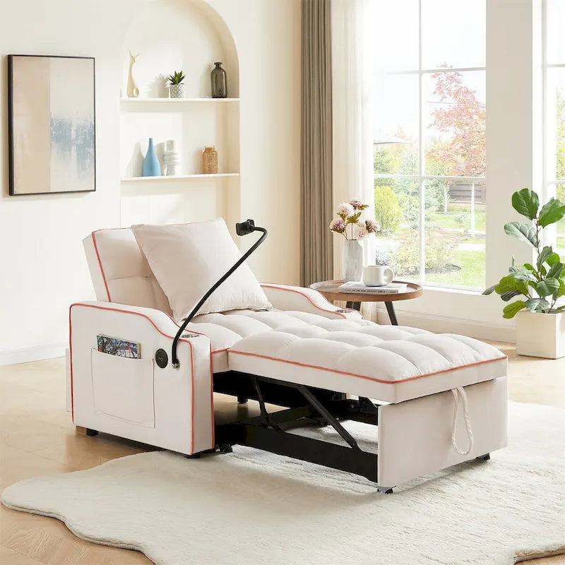 Canapé convertible avec port USB et porte-gobelets