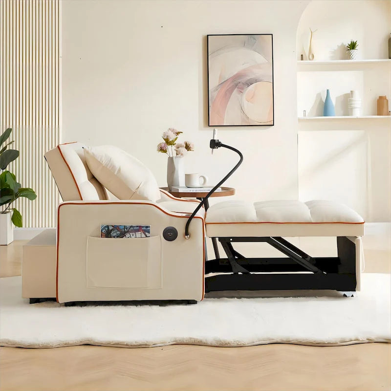 Canapé convertible avec port USB et porte-gobelets