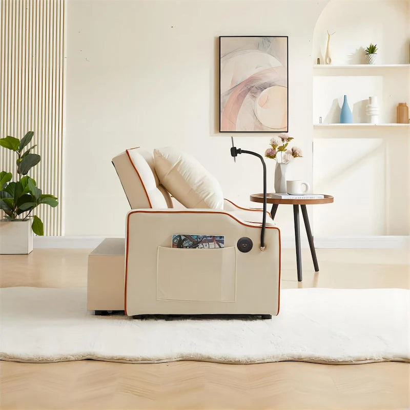 Canapé convertible avec port USB et porte-gobelets